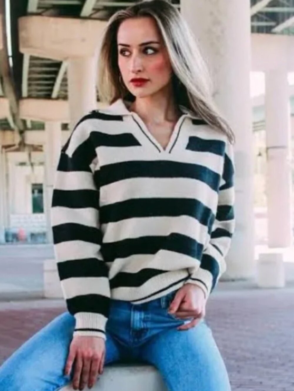 FRNCH Mika Striped Sweater